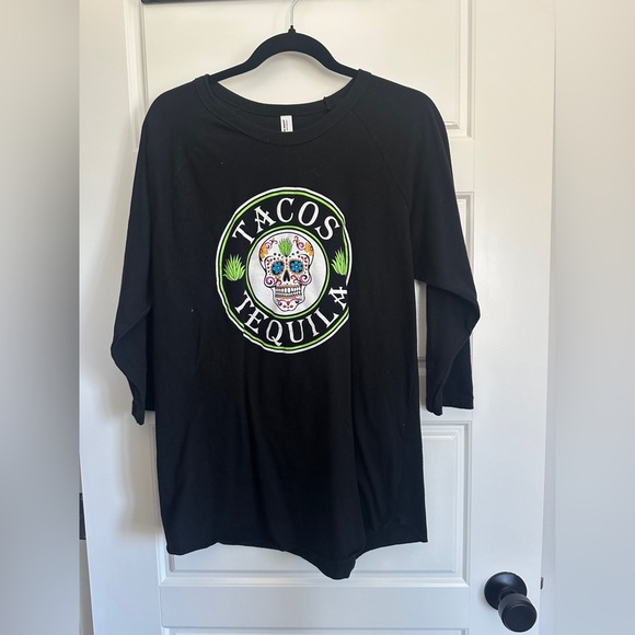 American Apparel Black Tacos & Tequila Graphic Tee - Picture 1 of 4
